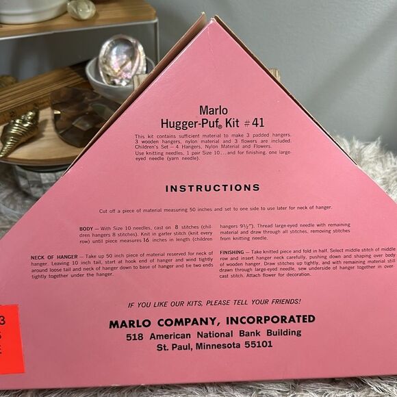 Vtg Hugger Puf Hanger Gift Kit Marlo Co Knit Nylon Dress Style Puffed Hangers - Picture 7 of 17